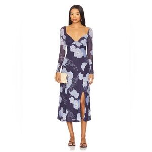 Free People Calla Midi Dress in Sky Combo Dress
